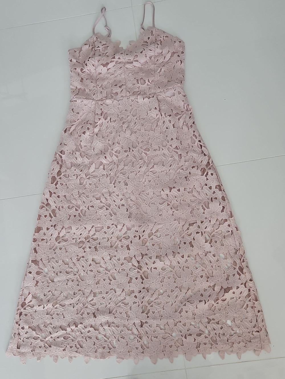 Express Blush Pink Lace Midi Slip Dress